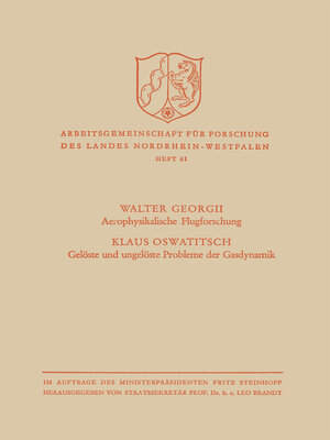 cover image of Aerophysikalische Flugforschung / Gelöste und ungelöste Probleme der Gasdynamik